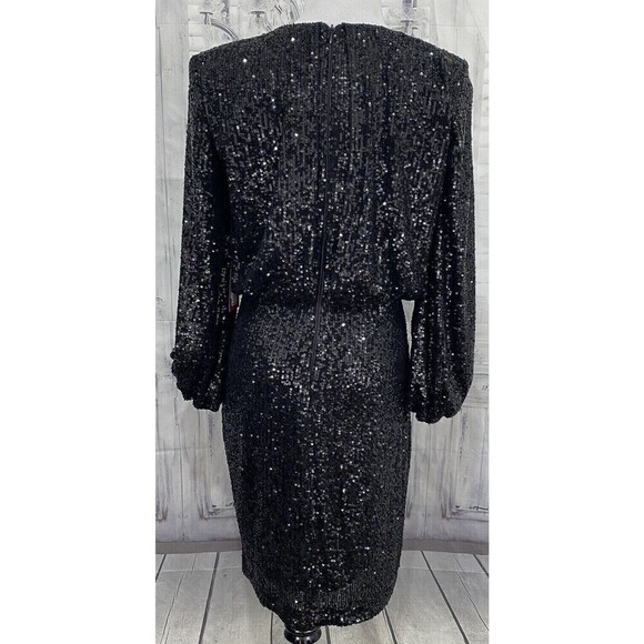 Vince Camuto dress sequined Black 3/4 Balloon Sleeve Crew Neck Sequin size 0 - Picture 5 of 15